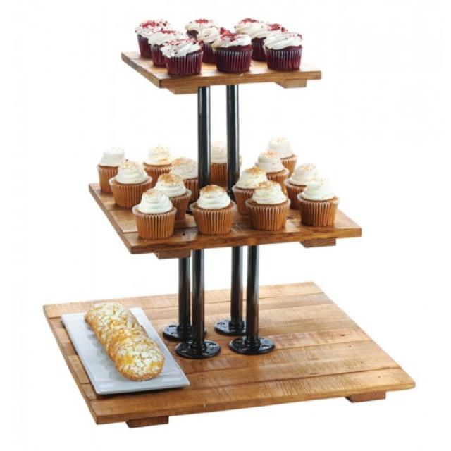 Rental store for 3 tier serving tray rustic wood in Northeast Ohio