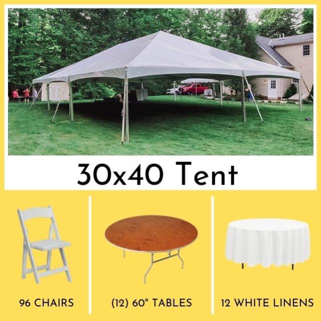 Rental store for event for 96 guests tent w 60 inch s in Northeast Ohio