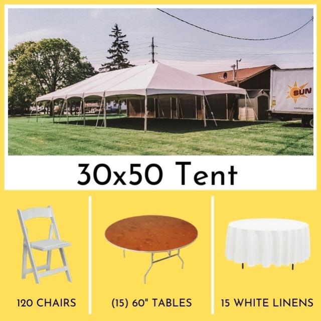 Rental store for event for 120 guests tent w 60 inch s in Northeast Ohio