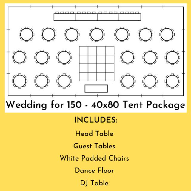 150 Guests + Wedding Party Packagel