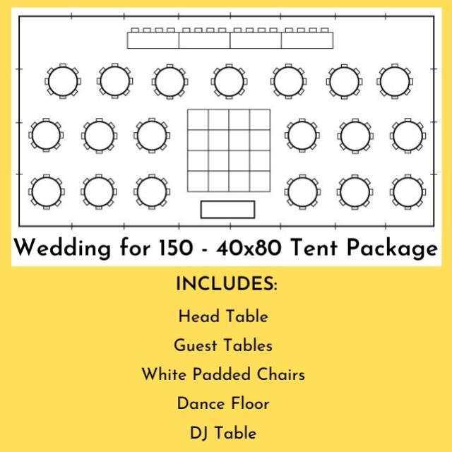 150 Guests + Wedding Party Packagel