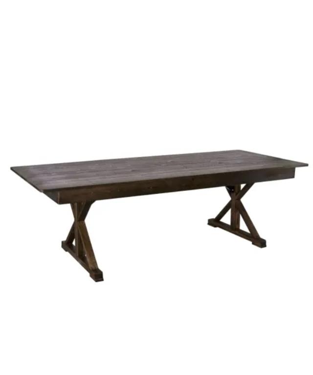 Rental store for table 8 foot x 40 inch farmhouse fruitwood in Northeast Ohio