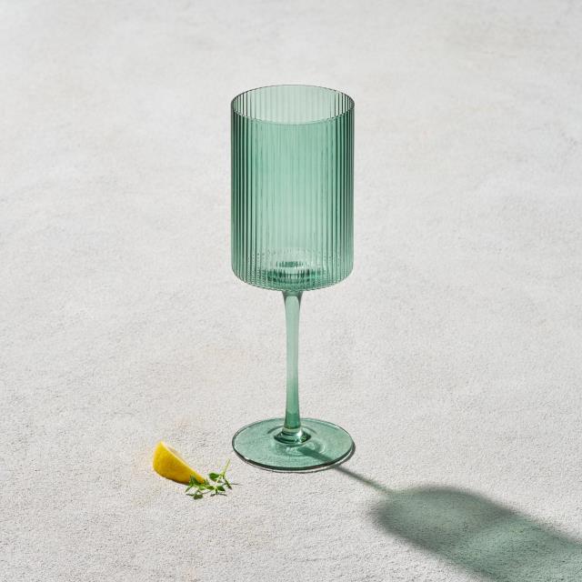 Rental store for malibu green ribbed wine glass 11oz in Northeast Ohio