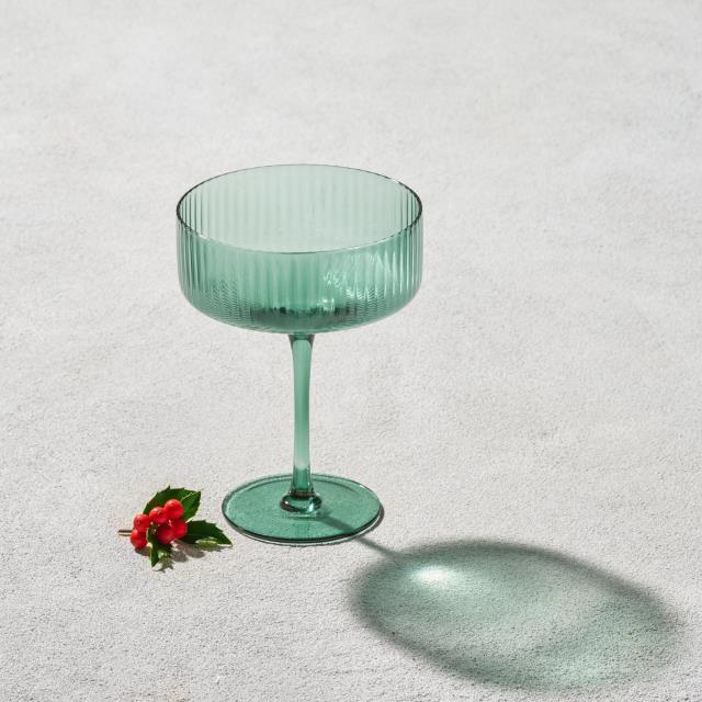 Rental store for malibu green ribbed coupe glass in Northeast Ohio
