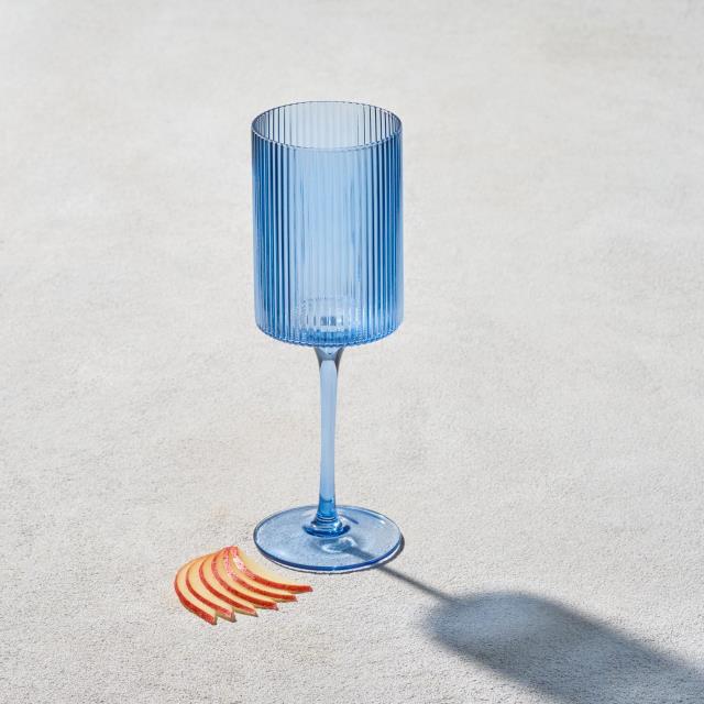 Rental store for malibu blue ribbed wine glass 11oz in Northeast Ohio