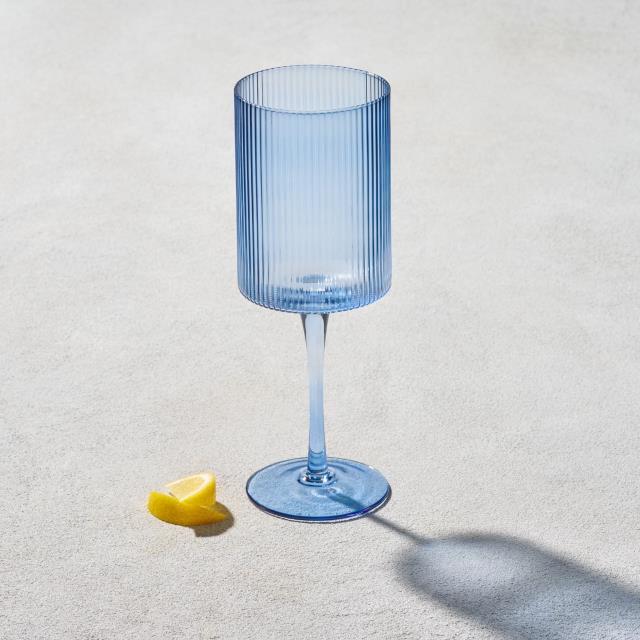 Rental store for malibu blue ribbed wine glass 17oz in Northeast Ohio