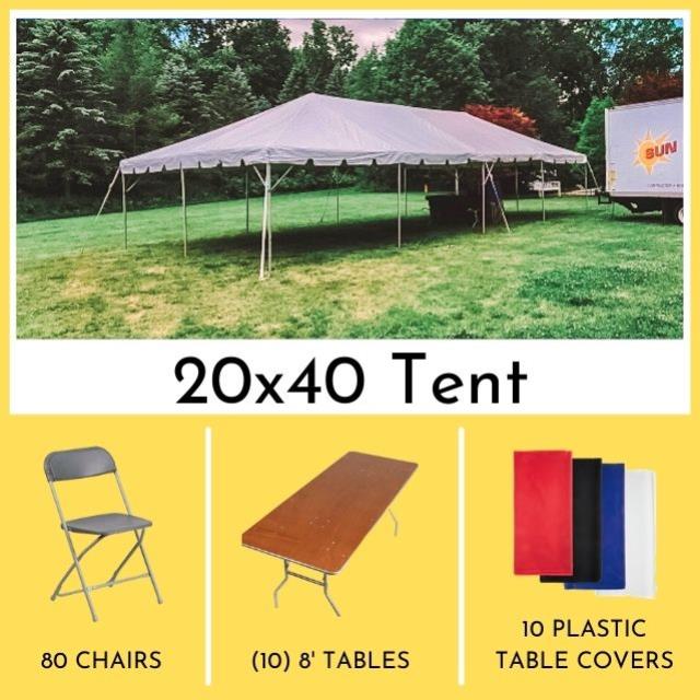 Rental store for event for 80 guests tent w 8 foot s in Northeast Ohio